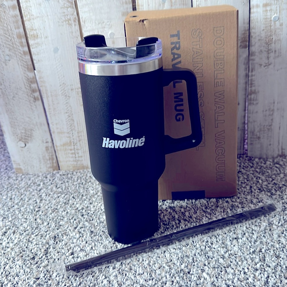 40 oz Tumbler Quencher Insulated Travel Mug Black New BNIB Havoline
